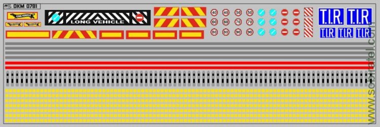 DKM0781 Набор декалей Полосы, таблички и знаки для даработка полуприцепов НЕФАЗ (200x70 мм)