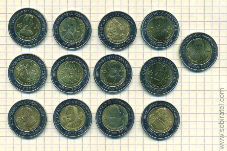 Мексика. Набор 13 монет