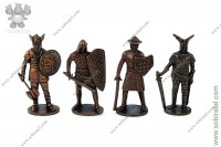 Воины 1-12 веков, 4 шт., 40 мм, медь (разные оттенки)
