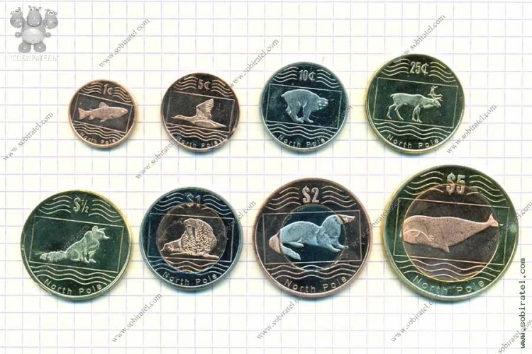 Северный Полюс (США, North Pole). Набор 8 монет