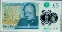 Великобритания Англия 2015, 5 фунтов, Уинстон Черчилль (пластик)