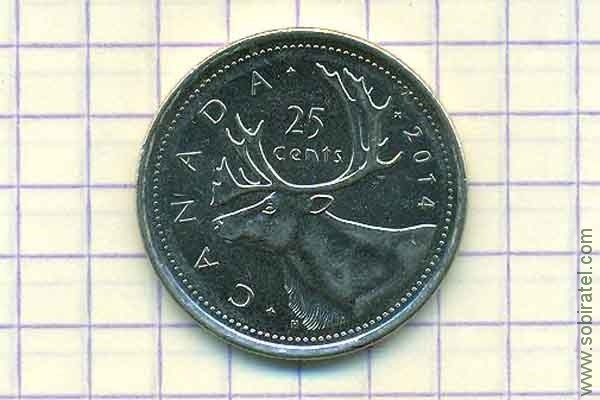 25 центов 2014 Канада (карибу - северный олень)