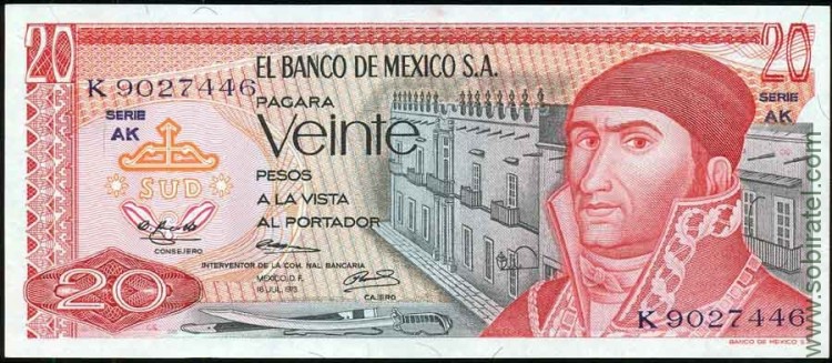Мексика 1973, 20 песо