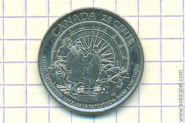 25 центов 2013 Канада 100 лет Канадской Арктической экспедиции