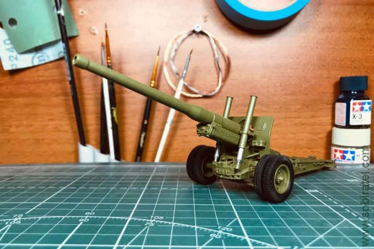А-19 122-мм корпусная пушка (сдвоенные колеса) хаки, Моделстрой 1:43