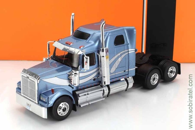 седельный тягач №199 Western Star 4900 1997 голубой с серебристым (iXO 1:43)