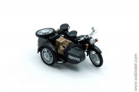 мотоцикл Днепр МТ-9 с коляской, черный, почтовый с ящиками (Моделстрой 1:43)