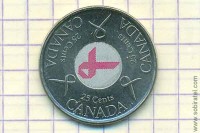 25 центов 2006 Канада, Розовая лента - Символ борьбы с раком...