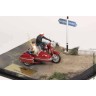 композиция мотоцикл JAWA ЯВА 360 с коляской и фигурками (Моделстрой 1:43)