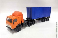Камский 54112 тягач контейнеровоз оранжевый / синий (Элекон 1:43)