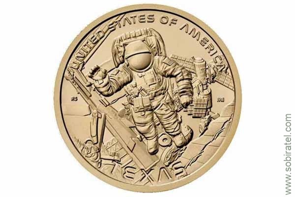 1 доллар 2025 США. Астронавт - выход в космос. Техас. Серия Американские инновации
