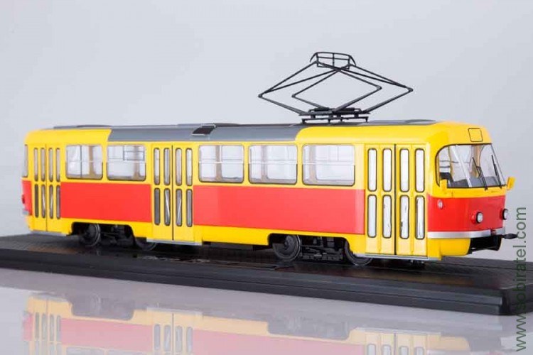 трамвай Татра Tatra-T3SU жёлто-красный, SSM 1:43