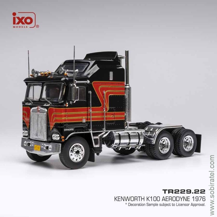 седельный тягач №228 Kenworth K100 Aerodyne 1976 чёрный с красным (iXO 1:43)