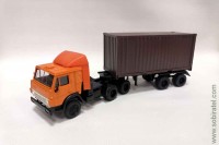 Камский 54112 тягач контейнеровоз оранжевый / коричневый (Элекон 1:43)