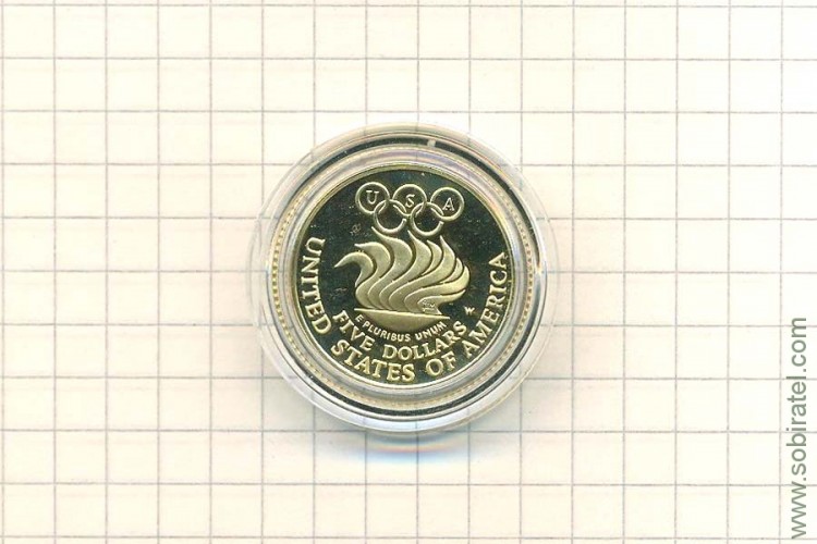 5 долларов 1988 США, XXIV летние Олимпийские Игры 1988 Сеул - огонь