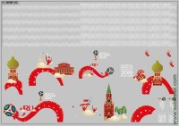 DKMB0123 Набор декалей Автобусы чемпионата мира по футболу Москва (200x140 мм)