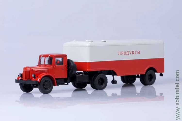 МАЗ-200В с полуприцепом МАЗ-5217 Продукты, красный / серый (АИСТ 1:43)