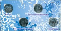 2014. Олимпиада в Сочи-2014, набор 4 монеты в буклете