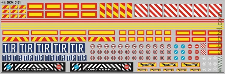 DKM0161 Набор декалей Полосы, таблички и знаки для гузовиков и прицепов (200x70 мм)