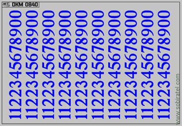 DKM0840 Набор декалей трамвайных парковых номеров Магнитогорск синие (100x70 мм)