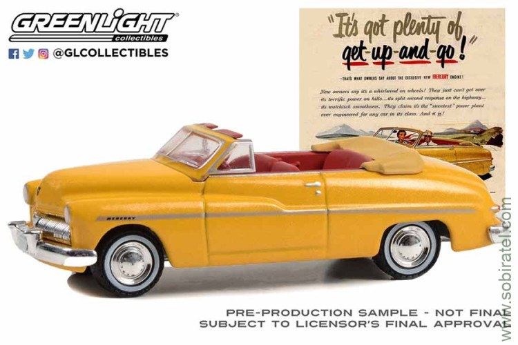 1/64 Mercury Eight Convertible It’s Got Plenty Of Get-Up-And-Go! 1949, желтый (Greenline, serie 9)