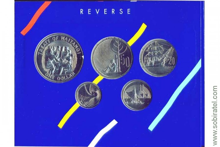 Новая Зеландия. Набор 5 монет 1990 в буклете