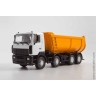 Минский-6516 8х4 самосвал, U-образный кузов белый / жёлтый (АИСТ 1:43)