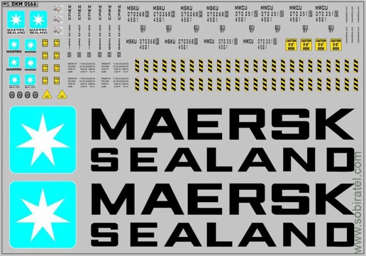 DKMB0166 Набор декалей для контейнер 40 футов Maersk, вариант 1 (200x140 мм)