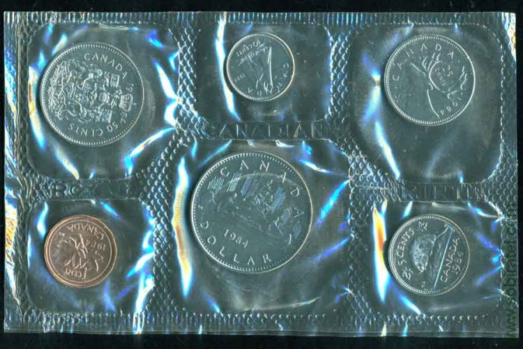 Канада. Набор 6 монет 1984, каноэ