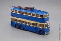 троллейбус ЯТБ-3 двухэтажный 1938 две двери синий/бежевый (Ultra 1:43)