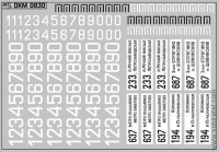 DKM0830 Набор декалей маршрутные указатели на Икарус Москва белые (100x70 мм)