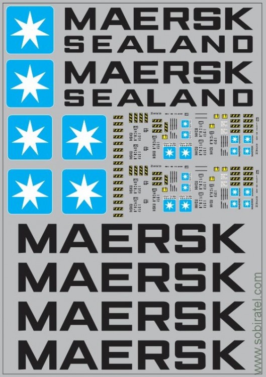 DKP0018 Набор декалей Контейнеры 40 футов Maersk, вариант 2 (200x290 мм)