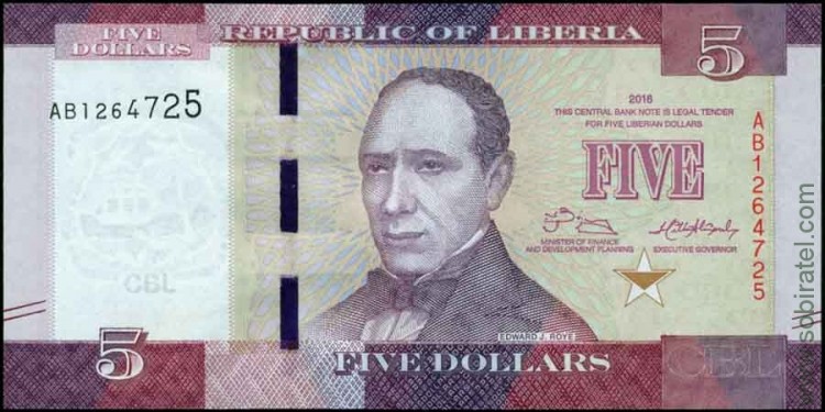 Либерия 2016, 5 долларов