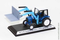Трактор МТЗ-82 с КУН 3-D печать виловый погрузчик, синий/голубой