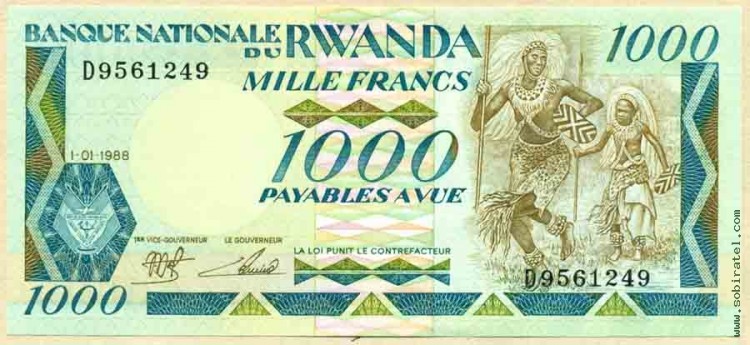 Руанда 1988, 1000 франков.