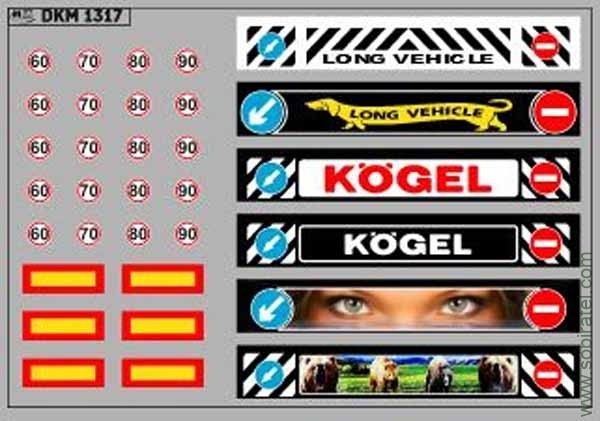 DKM1317 Набор декалей Брызговик для гузовиков и прицепов, вариант - 8 (100x70 мм)