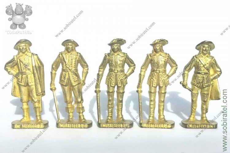 Французские мушкетеры 1670, 5 шт., 40 мм,  k93n..., золотистые + вариант