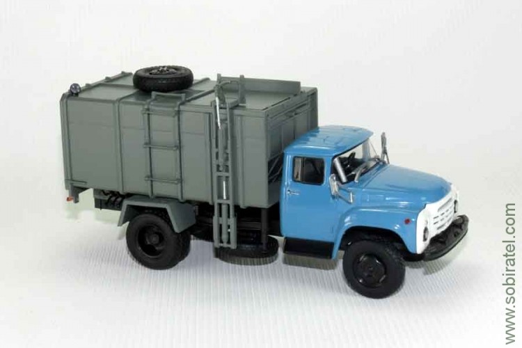 КО-413 (ЗИЛ-130) мусоровоз голубой/серый, два запасных колеса, 1:43 АИСТ, раритет!!