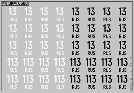DKM0580 Набор декалей Дублирующие знаки России - регион 13 - Республика Мордовия (100x70 мм)