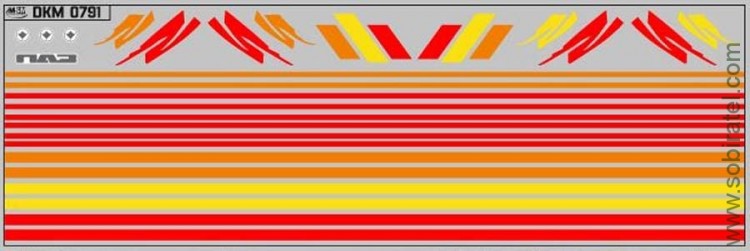DKM0791 Набор декалей Декор и полосы Павловский автобус, вариант 1 (50x140 мм)