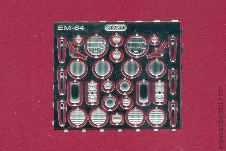 EM-064 фототравление. Набор отражателей фар и фонарей для 452