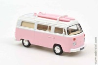 VW T2 Combi 1973 с досками для серфинга, розовый (Norev 1/43)
