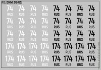 DKM0642 Набор декалей Дублирующие знаки России - регион 74, 174 - Челябинская область (100x70 мм)