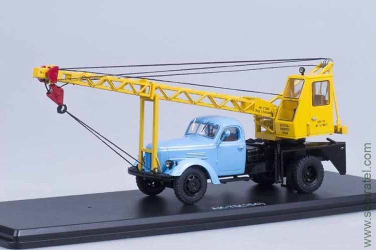 автокран АК-75 (164) голубой / жёлтый (SSM 1/43)