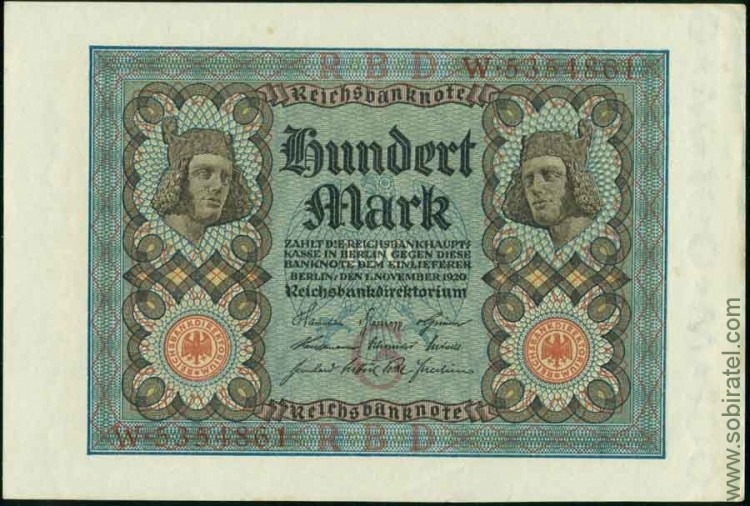 Германия 1920, 100 марок.