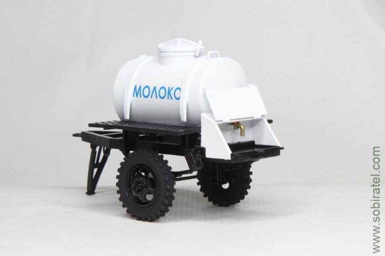 прицеп бочка Молоко с краном для розничной торговли, белый (Моделстрой 1:43)