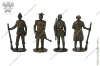Воины 19 столетия, 4 шт., 40 мм, медь (разные оттенки)
