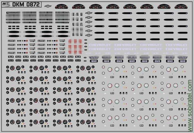 DKM0872 Набор декалей шильдики и приборные панели для доработки жигули 4х4 (100x70 мм)