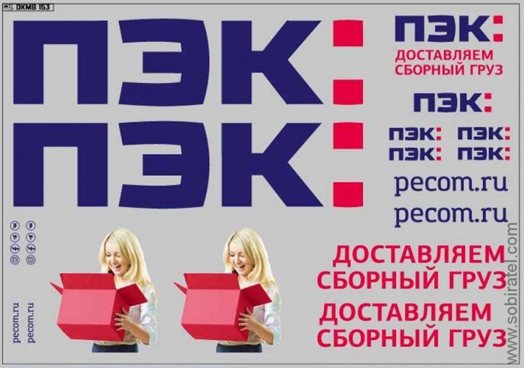 DKMB0153 Набор декалей транспортная компания ПЭК, вариант 4 (200x140 мм)