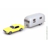 Ford Mustang 1968 жёлтый + кемпер-трейлер Airstream Caravan (Norev 1/43)